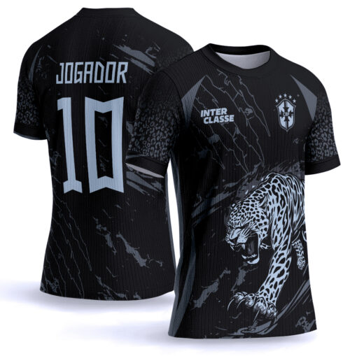 Arte Vetor Camisa Interclasse Onça Preto 0108