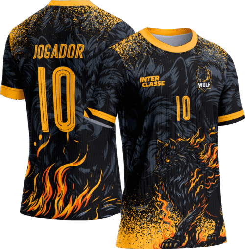 Arte Vetor Camisa Interclasse 814 Lobo Amarelo